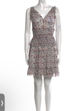 Ulla Johnson Cream Mini Dress with Pink and Blue Floral Print